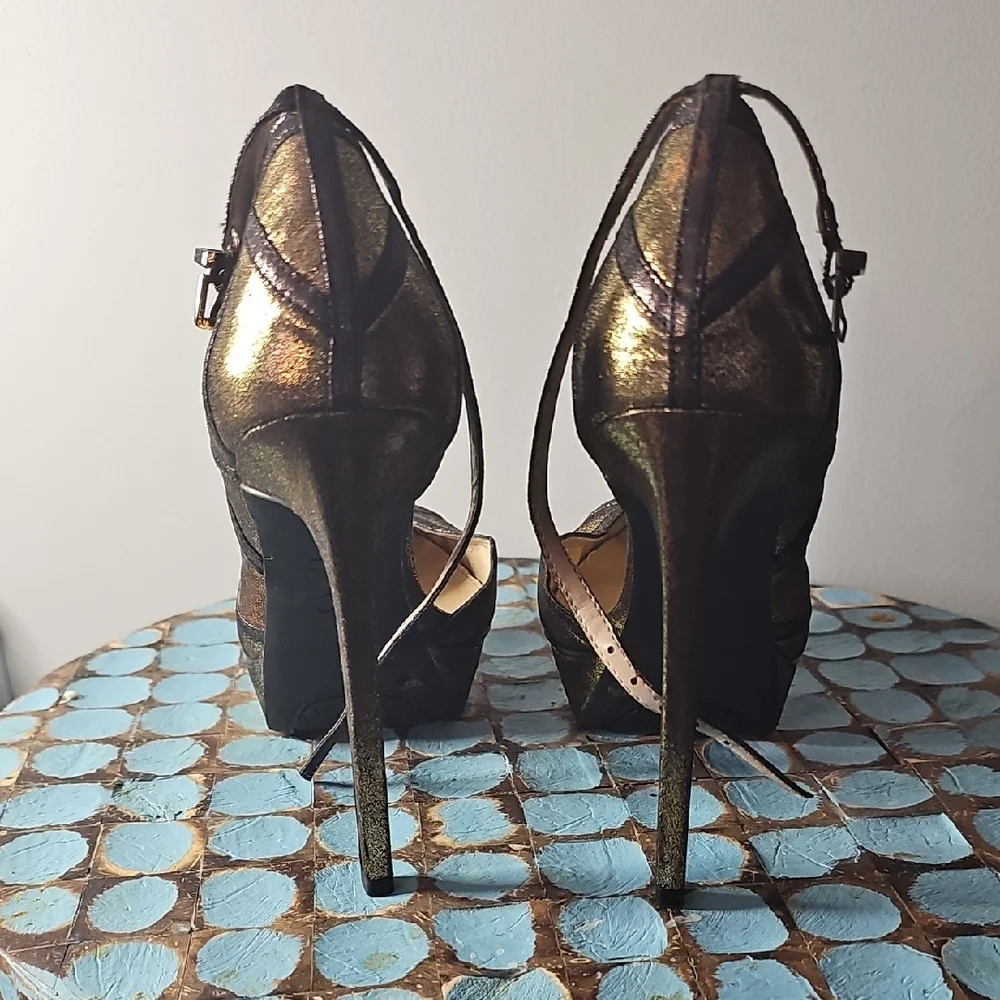 Jessica Simpson Platform Brown,bronze and Gold Women's Heels - Picture 3 of 5